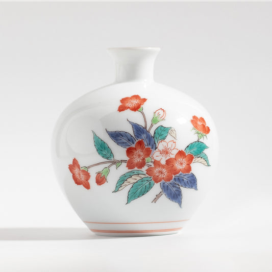 Arita Ware: Cherry Blossom Motif Kakiemon Porcelain Single Flower Vase