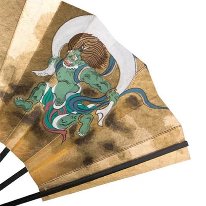 Double-sided Decorative Kyoto Fan "Gods of Wind and Thunder / Flowering plants of summer and autumn"