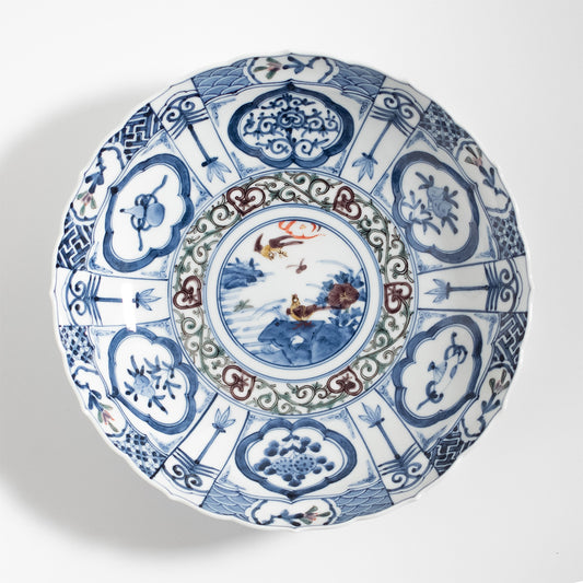 Kutani Ware: Lotus Flower and Bird Motif Bowl