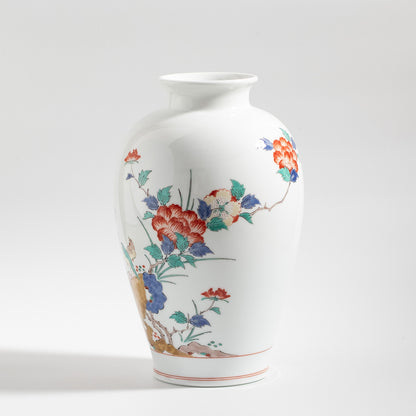 Arita Ware: Brocade Peony and Bird Motif Vase