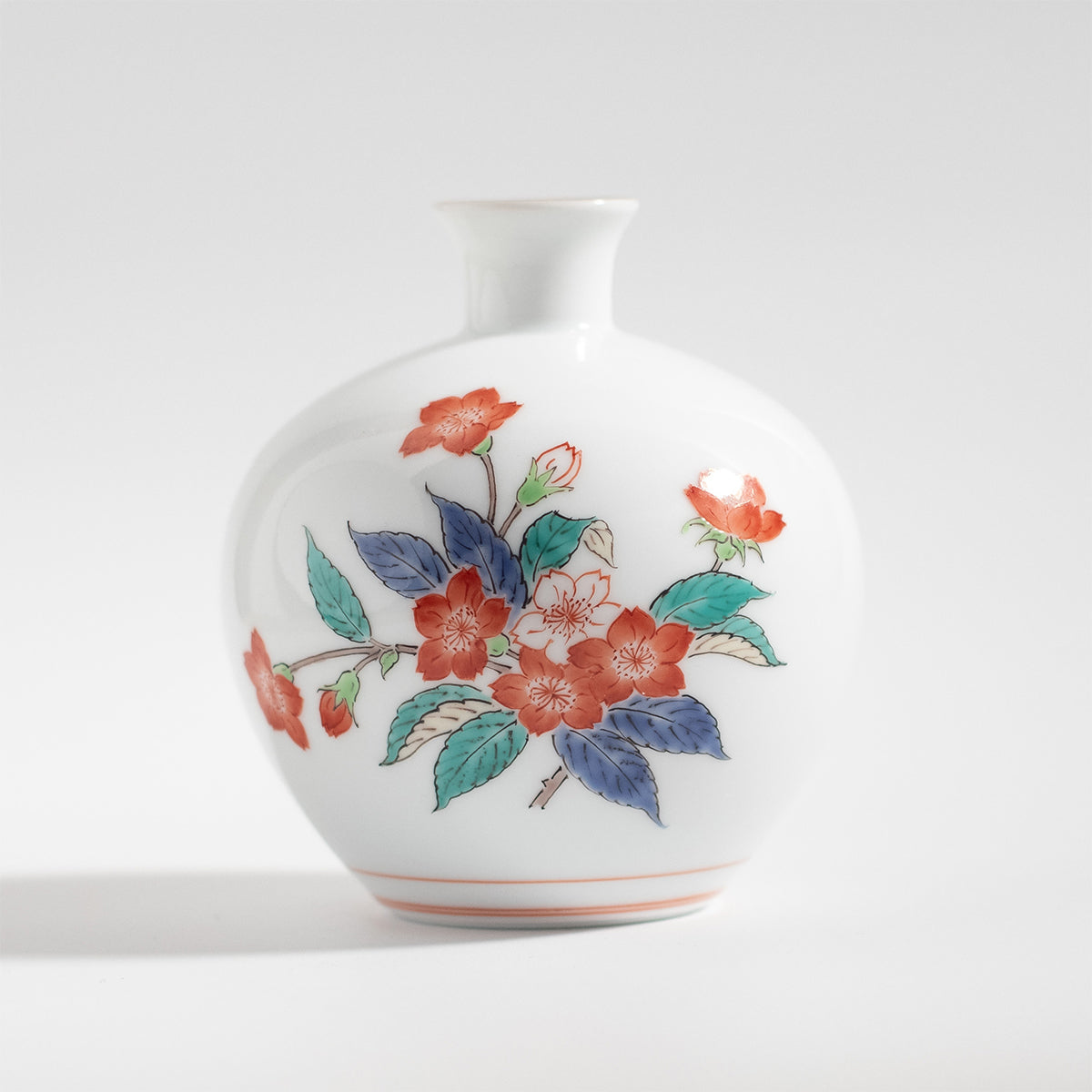 Arita Ware: Cherry Blossom Motif Kakiemon Porcelain Single Flower Vase