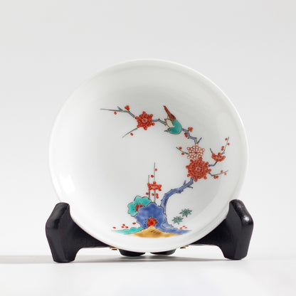 Arita Ware: Plum and Bird Motif Kakiemon Porcelain Plate
