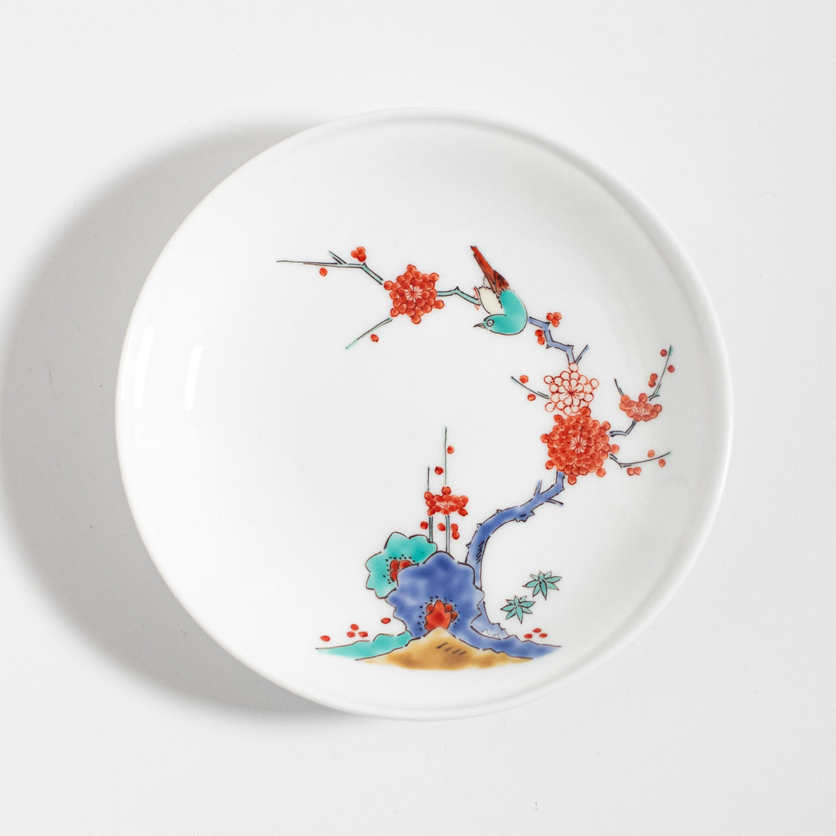 Arita Ware: Plum and Bird Motif Kakiemon Porcelain Plate