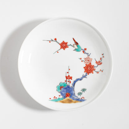 Arita Ware: Plum and Bird Motif Kakiemon Porcelain Plate