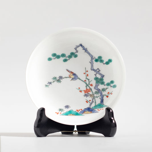 Arita Ware: Pine, Bamboo, Plum Trees and Bird Motif Kakiemon Porcelain Plate