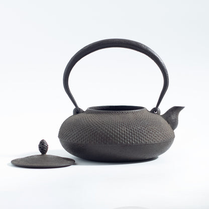 Iron Kettle with Hailstone Pattern and Flat Sacred Jewel Shape